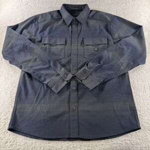 Roark Revival Nordsman Men's Flannel M Blue Green Striped Snap Closure Long